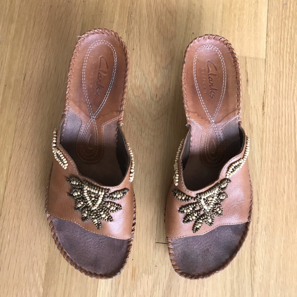 Clarks boho leather heel sandals 8 - Picture 4 of 7